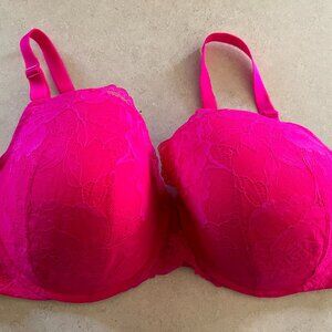 Torrid Women's Bra Hot Pink Lace Underwire Lightly Padded 44DDD